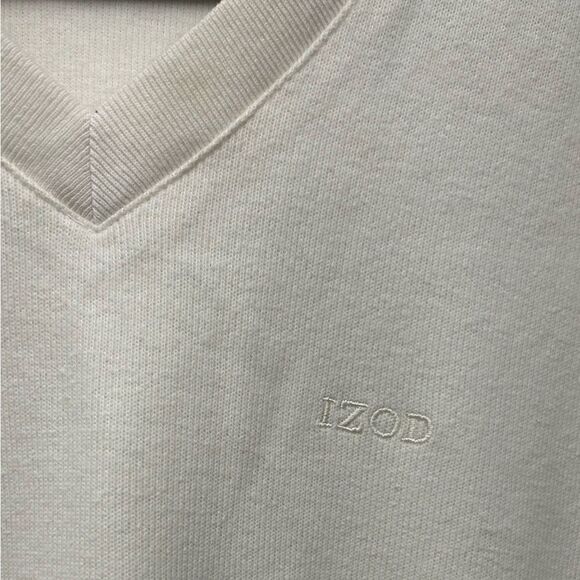 IZOD Cream 100% Cotton V-Neck Sweater Vest Size Xl - Picture 2 of 7